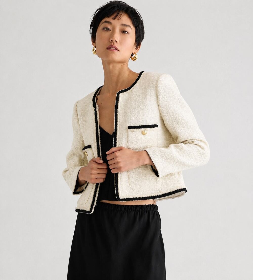 NWT J. Crew Frances Lady Jacket in Maritime Tweed Natural BT548 Size 12